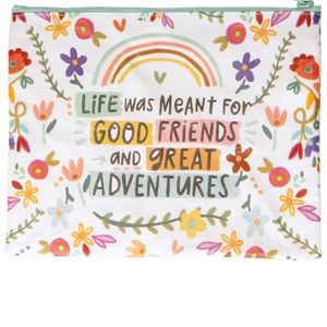 Colorful Floral Design Zipper Wallet Handbag Primitives by Kathy EUC